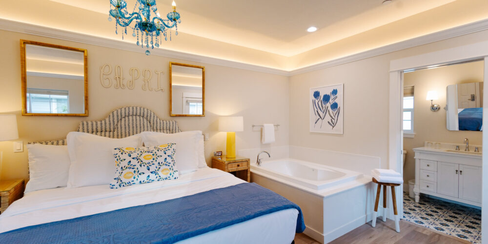 Inspired by the sun-washed Amalfi Coast and Lithia’s mineral springs, the Capri Bungalows offer a serene European-inspired escape, featuring a soothing coastal palette, cozy fireplace, and rejuvenating soaking tub.View Details